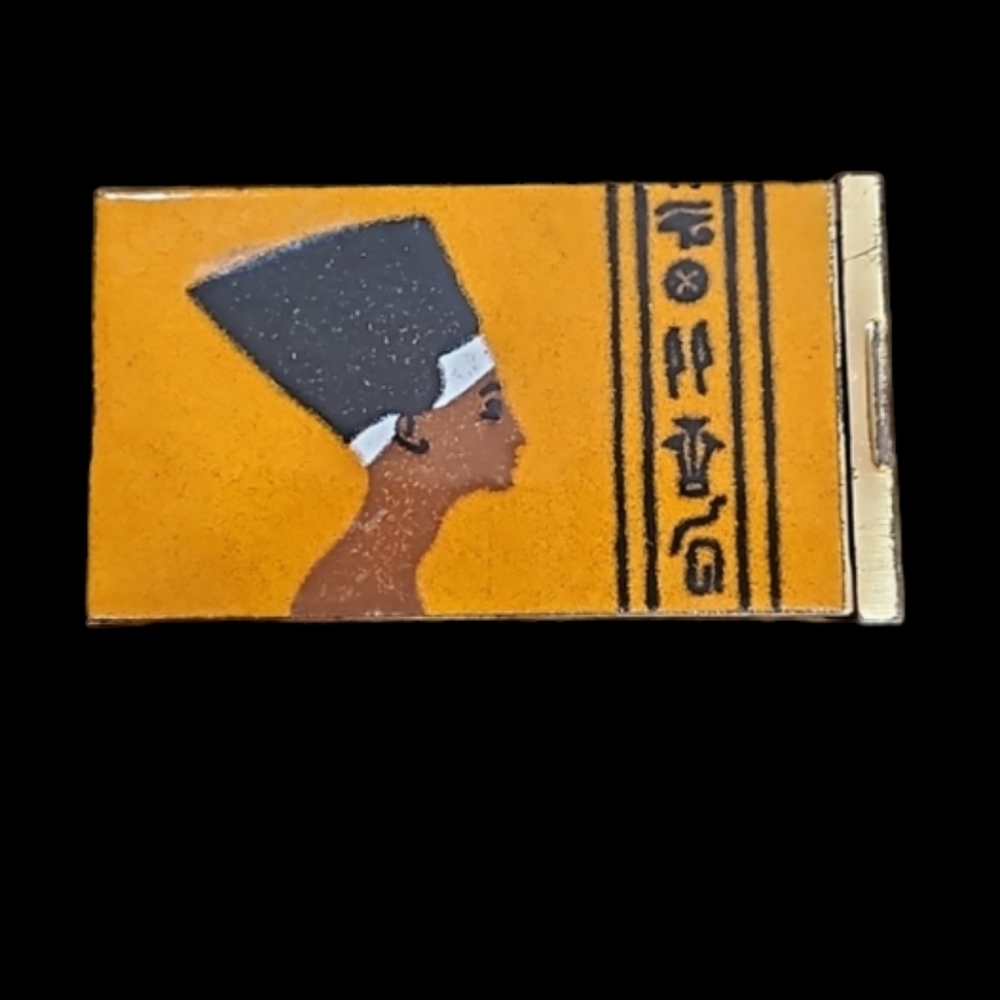 PAINTED ENAMEL EGYPTIAN PRINCE SMALL BOX CASE Cigarette Case Bric‎ Brac